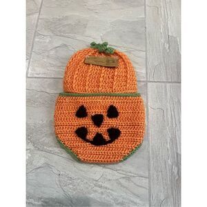 So Dorable Halloween Pumpkin Crocheted 2pc Costume Photo Opt